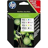 HP 950XL/951XL Multipack Original Druckerpatronen (Schwarz, Blau, Rot, Gelb) mit hoher Reichweite für HP Officejet Pro 276dw, 8600, 8610, 8620, 251dw, 8100