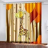 ZHDXDP Raumteiler Vorhang Verdunkelung Giraffen blätter Gardinen Schlafzimmer Ösenvorhang Büro Kinderzimmer Thermo Gardinen für Sonnenschutz |Sichtschutz (168x229cm)