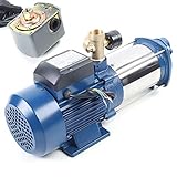 1800W Gartenpumpe Kreiselpumpe mit Integrierter Thermischer Motorschutzschalter Jetpumpe Wasserpumpe Hauswasserwerk 9000 L/h 10bar für Rohrleitungsverstärkung und Wasserversorgung