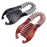 Nifocc Interlocking Bananen kämme Stretch Flexible Haar kämme Clips Flexible Pferdeschwanz Haarspangen Haarschmuck für Frauen und Mädchen 2 Stk Braun und Schw