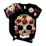 Damen Tops, Frauen Spitze Top Casual Shirts V Ausschnitt Spitze Tunika Tops Cold Shoulder Tops Blusen Sommer Kurzarm T Shirt für Frauen V2 - Black XXXX-Larg