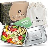 WILDBÄR® - Premium Edelstahl Brotdose mit Fächern - extra auslaufsichere und stabile Lunchbox [800ml] - BPA-frei - für Dein gesundes Essen zum Mitnehmen - Kinder, Sport, Outdoor oder Bü