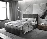 DELIFE Bett Dream-Well Mikrofaser Anthrazit Vintage 140x200 cm mit Matratze und Topp