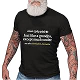Vatertag T-Shirt Herren Casual Funny Letter Printed Tops Sommer Kurzarm O-Neck Tunika Elastic Loose Basic Bluse für Ehemann Opa(XXXL,Schwarz)