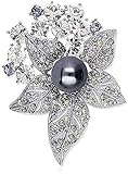 PGKCCNT Brosche weibliche, Elegante Perle Pin, Kleid Western Montage Schmuck, gebraucht für Hochzeit, Geschäft, Bankett 5,6 × 4,7 cm (Color : Black)