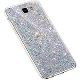 Uposao Kompatibel mit Samsung Galaxy J7 Prime 2016 Hülle Glitzer Diamant Glänzend Bling Transparent TPU Silikon Handyhülle Durchsichtige Schutzhülle Crystal Case Tasche Dünn Cover Stoßfest,Silb