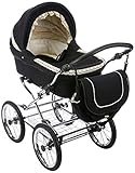 Friedrich Hugo PCS_NL-B2-2IN1-GC-R1-BLACK Natureline Uni, 2 in 1 Kombi Kinderwagen, Öko Nostalgie Kinderwagen, Hugo Night Silver, silb