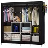 UDEAR Kleiderschrank Einfach aus Stoff Faltschrank Stoffschrank Furniture Bedroom Wardrobes (Schwarz)