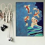 Puzzle 1000 teile Nordisches Pop-Art-Mädchen, das modernes Kunstbild malt puzzle 1000 teile new york Geschicklichkeitsspiel für die ganze Familie, farbenfrohes Platzierungsspiel50x75cm(20x30inch)