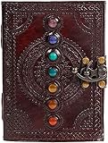 CLOTHOS by SSD-Seven Stone Leather Journal 10x7 Inches Book of Shadows Handmade Seven Chakra Celtic Embossed With Lock Clasp Prop Vintage Daily Notepad Unlined Paper Sketchbook & Writing Notebook