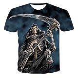Totenkopf 3D-Druck Casual Herren Kurzarm T-Shirt M