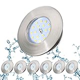 Kimjo LED Einbaustrahler Ultra Flach 5W Neutralweiß 4500K, LED Badeinbaustrahler IP44 für Bad 500lm Rund Bad Einbauspot Deckenspot Einbauspot Matt Nickel Deckeneinbauleuchte 60-65mm 25mm Flach 6 pack