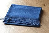 Khuya High End Luxus Alpaka Decke in hellblau aus 100% Alpaka Wolle - 100% reine Baby-Alpaka Wolle (Dunkel Blau)