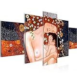 Runa Art - Bilder Gustav Klimt Mutter und Kind 200 x 100 cm 5 Teilig XXL Wanddekoration Design Braun 700251