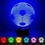 Fußball 3D Illusion Nachtlampe,7 Farben ändern Touch Control LED Schreibtisch Tisch Nachtlicht,USB Powered für Weltmeisterschaft Kinder Familie Ferienhaus Dekoration Weihnachten Valentinstag…