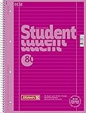 Brunnen 1067927126 Notizblock / Collegeblock Student Colour Code (A4 liniert, Lineatur 27, 90 g/m², 80 Blatt) pink