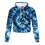 EMPERSTAR Crop Tops Sommer Baseball Sweatshirt Tie Dye Pullover Unisex 3D Digitaldruck Hoodie mit hoher Taille L