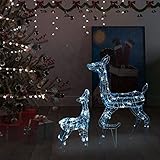 Susany Weihnachtsdekoration Rentier Familie aus Acryl Weihnachtsdekoration 8 Beleuchtungsmodi Weihnachten Rentierschlitten Weihnachtsbeleuchtung Weihnachtsatmosphäre 160 LED Kaltweiß