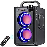 20W Bluetooth Lautsprecher, A20 Tragbarer Musikbox, mit Subwoofer, FM Radio, LED Leuchten, EQ, 30 Meter Reichweite, Bluetooth 5.0 Wireless Stereo Lautsprecher für Außen und Innenparty