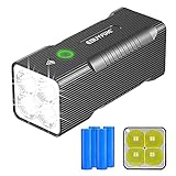 LED Taschenlampe, 8000 Lumen Wasserdicht Leistungsstarke Taktische Taschenlampe mit 6 Modi, USB Aufladbar Handlampe für Geschenk, Angeln, Wandern und Camping