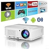 2020 HD Wireless Projektor Bluetooth WLAN LED Android Smart Video Projektoren Wxga 4400 Lumen 1080p Unterstützung Airplay HDMI USB Heimkino Indoor Outdoor Film Gaming TV Zoom Decke G