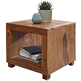 FineBuy Sheesham Massiv-Holz Couchtisch 50 x 50 cm Wohnzimmer-Tisch Design dunkel-braun Landhaus-Stil Beistelltisch Natur-Produkt Echtholz Unikat quadratisch Wohnzimmermöbel modern Massivholzmöb