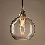 MZStech Vintage Glas Pendelleuchte Kronleuchter Licht LED Hängelampe (Grau)