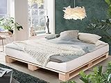 PALETTI Palettenbett Massivholzbett Holzbett Bett aus Paletten mit 11 Leisten, Palettenmöbel Made in Germany, 180 x 200 cm, Fichte N
