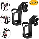 AumoToo Fahrrad Flaschenhalter, 2 Pack 360 Grad Rotation Getränk Wasser Becherhalter Schnellverschluss Universal Kinderwagen Cup Holder für Fahrräder, Mountainbikes, Kinderwagen und R