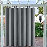 Outdoor Vorhang Klettverschluss 255x275cm Grau Extra Breit Wasserdicht Sonnenschutz Winddicht - Seitlicher Sichtschutz Ohne Bohren für Balkon T