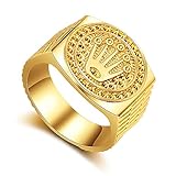 apofly Hip Hop Ring Band Geschnitzte Coronet Diadem Für Männer Frauen Valentines Tag Hochzeitsband Engagement Party Geburtstag Goldene Größe 10