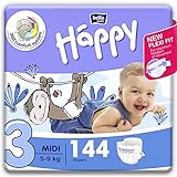 bella baby Happy Windeln für Babys Gr. 3, 5-9 kg, im Monatspack mit perfekter Passform und maximalem Schutz - 144 Stück
