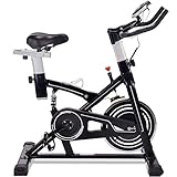 ERGO LIFE Indoor Fitness Bike, Cycling Bike Stationäres Heimtrainer für das Cardio-Training zu Hause Glatter Riemenantrieb mit Handpulssensor/LCD-Display/Handyhalter/Exercise Bik