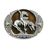 HTSHOP Neue Vintage Emaille Ende des Weges Western Oval Gürtelschnalle, Indische Themengürtelschnalle, Rückkehr Von Der Jagd(Color:D)