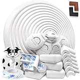 DEASANA® Kantenschutz Eckenshutz Baby Gummi Stoßschutz Zweiten Generation 7+ Meter kindersicherung 12 Ecken Und Rolle Nestchen Für Tische Möbel, 1 Türstopper, 4 Schubladensicherung, Zertifikat [Weiß]