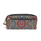 tizorax Tribal Vintage Ethnic Floral Bleistift Schutzhülle PU Leder Studenten Stationäre Pen Tasche Make-up Kosmetik