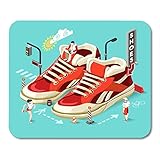 Mauspads Shopping Addiction Schuhe Sale 3D Flat Isometric Riesige Übergroße Turnschuhe Casual Sport Micro People Rote Mauspads Für Notebooks, Desktop-Computer Bü