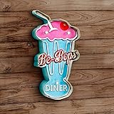 Blechschild Vintage LED Beleuchtet Geprägt Milkshake EIS Bar 41 x 23 x 5