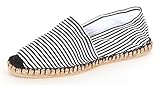 Sommerlatschen Espadrilles, schwarz - weiß gestreift, vollgummiert, NEU, Unisex, SL1412, Größe 42