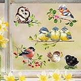 Wandtattoo Loft Fensterbild Frühling Ostern Vogel Set frühlingshafte Fensterdeko – Wiederverwendbare Vögel Fensteraufkleber / 1. DIN A4