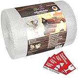 Kitchen Helpis® Strapazierfähige Luftpolsterfolie 50m x 50cm, Verpackungsfolie (echte 75µ stark/ 3-lagig), Luftpolster schützen zerbrechliche Gegenstände, Bubble Wrap reißfest,