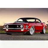 GBVKP Oldtimer Mustang Boss Auto Wandkunst Rahmen 302 Fahrzeug Poster Rahmen auf Leinwand gedruckt für Wohnzimmerdekoration-90x60cm_Canvas_1