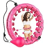Hula Fitness-Reifen für Erwachsene, gewichtet mit automatisch drehendem Ball, 24 Knoten, abnehmbare, verstellbare Größe, dünne Taille, fällt nicht für Erwachsene/Kinder/Anfäng