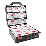STIER Werkzeugbox mit 12 ausziehbaren Behältern, für eine Vielzahl von Kleinteilen, Werkzeugkoffer, Sortierk