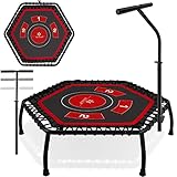 KESSER® Fitness-Trampolin FT-900 , 120 cm Sprungfläche, T-Stange Haltegriff höhenverstellbarer , sehr leise Gummiseilfederung, bis 150 kg , Sport , Aerobic und Jumping R