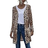 BDCUYAHSKL Herbst- Und Wintermode Damen V-Ausschnitt Leopard Print Langarm Casual Lose Strickjacke DüNner Mantel Mittellanger Mantel D