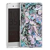 Silikon Hülle kompatibel mit Sony Xperia X Performance Case transparent Handyhülle Marmor Muster Flapdesig