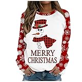 Weihnachtspullover Damen Lustig Weihnachten Pullover Weihnachtspulli Christmas Xmas Drucken Sweatshirt Herbst Winter Langarm Pullis Bluse Weihnachten Lässige Sport Oberteile Tops Pullis F