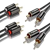 SEBSON 2X Cinch Audio Kabel 1m, 2 zu 2 Cinch Stecker RCA, AUX Audio Kabel für Stereoanlage, Verstärker, Heimkino und HiFi Anlag