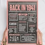 Holzbild Rosé Gold - Geschenk 80 Geburtstag 'Back in 1941' - personalisierbar zum Hinstellen/Aufhängen optional beleuchtet, 80 Geburtstag Frauen - Wand-Bild Aufsteller - persönliches Geschenk